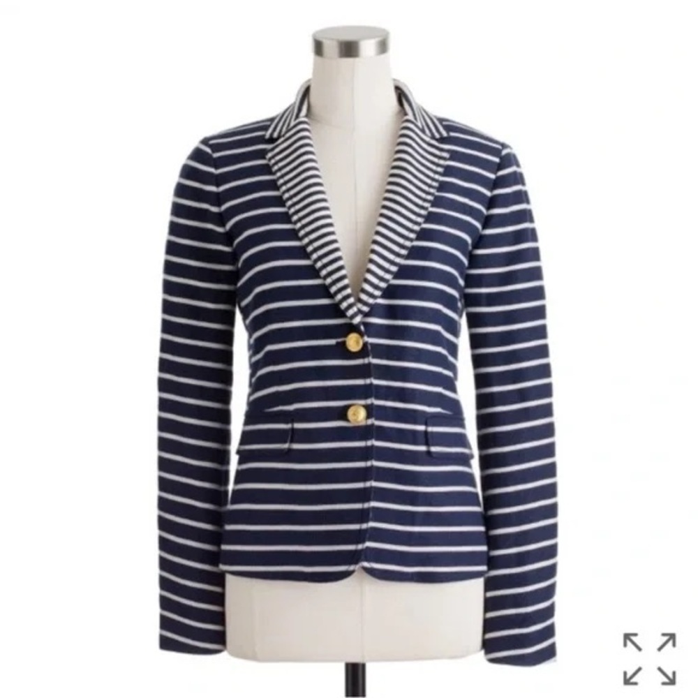 J. Crew Schoolboy Blazer Nautical Mixed Stripe Button Down Anchor size 4 39921 - Picture 1 of 6